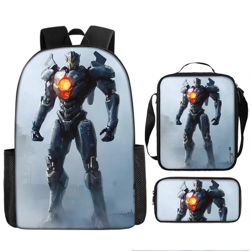 Pacific Rim schoolbag, primary and secondary school students, boys, mecha war, monster backpack, kindergarten burden reduction three-piece set