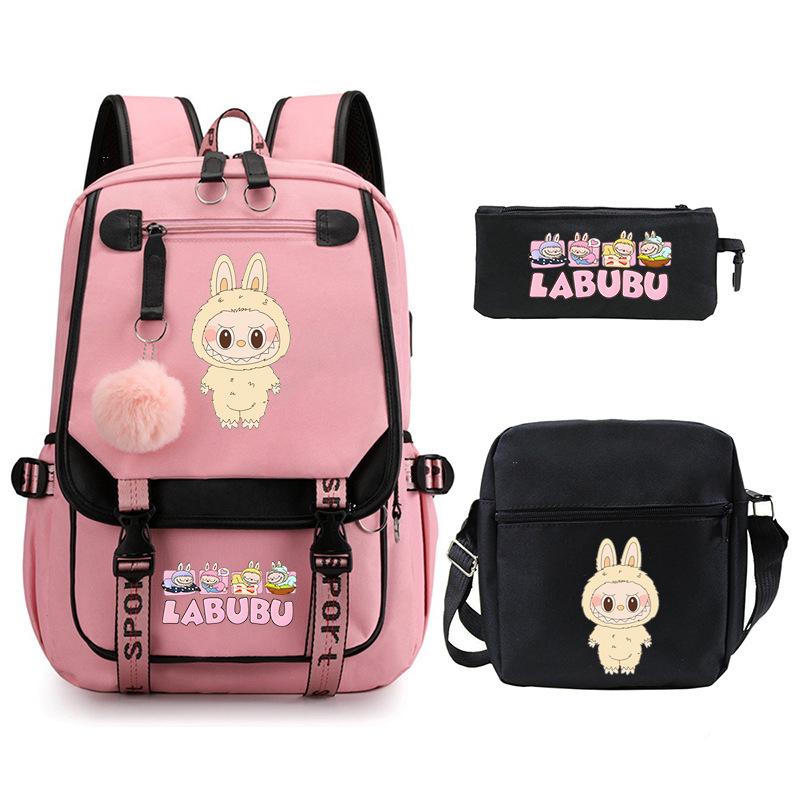 Cartoon Printed Children's Backpack Large Capacity Campus Trend Student Schoolbag Three-piece Set