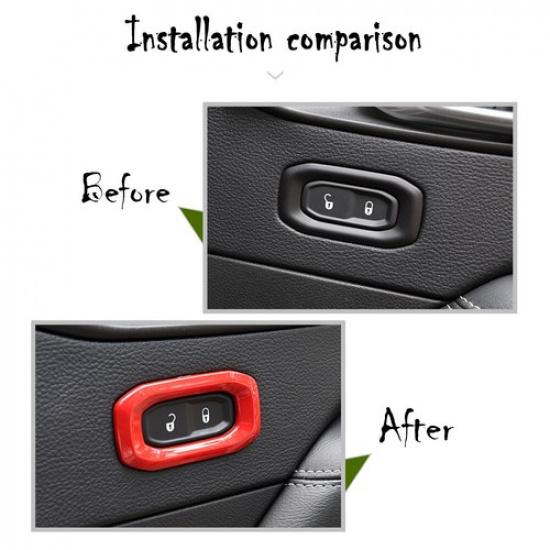 Door Lock Switch Trim Cover for Jeep Wrangler JL 2018- Interior Accessories