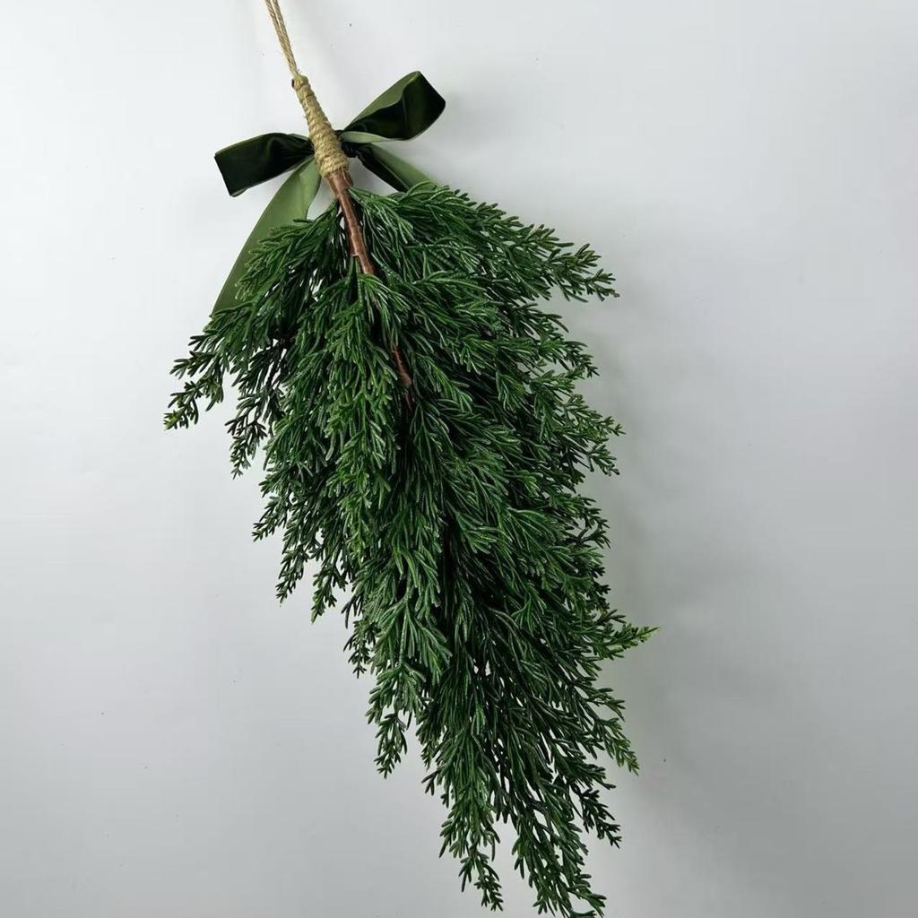 Hanging Swag with Pinecones and Ribbon Natural Evergreen Branches Decorative Door or Wall Arrangement for Home Office