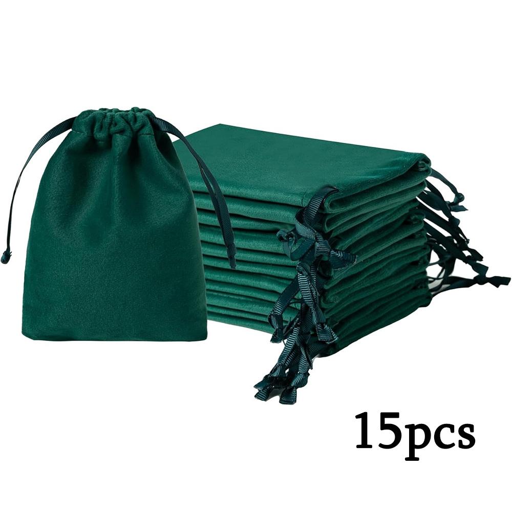 15pcs Velvet Drawstring Bags Small Velvet Cloth Gift Bags Jewelry Pouches Wedding Party Favor Drawstring Bag Dust Bag Jewelry Storage Bag, Velvet Bag