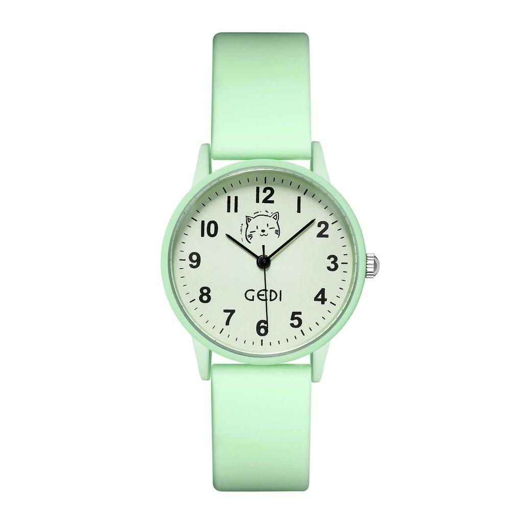 Candy Color Silicone Student Watch Compact Cartoon Round Dial Quartz Watch Ladies Waterproof Watch