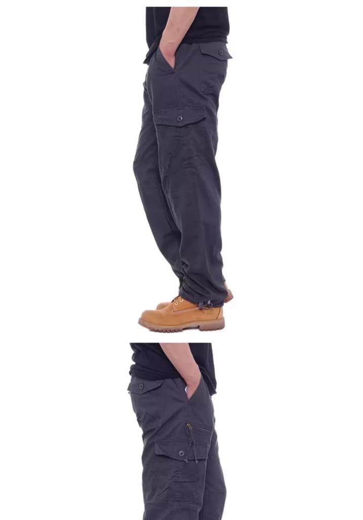 Men's Loose Fit Multi-Pocket Camouflage Cargo Pants - Wear-Resistant, All-Cotton, Casual Spring/Autumn Trend.