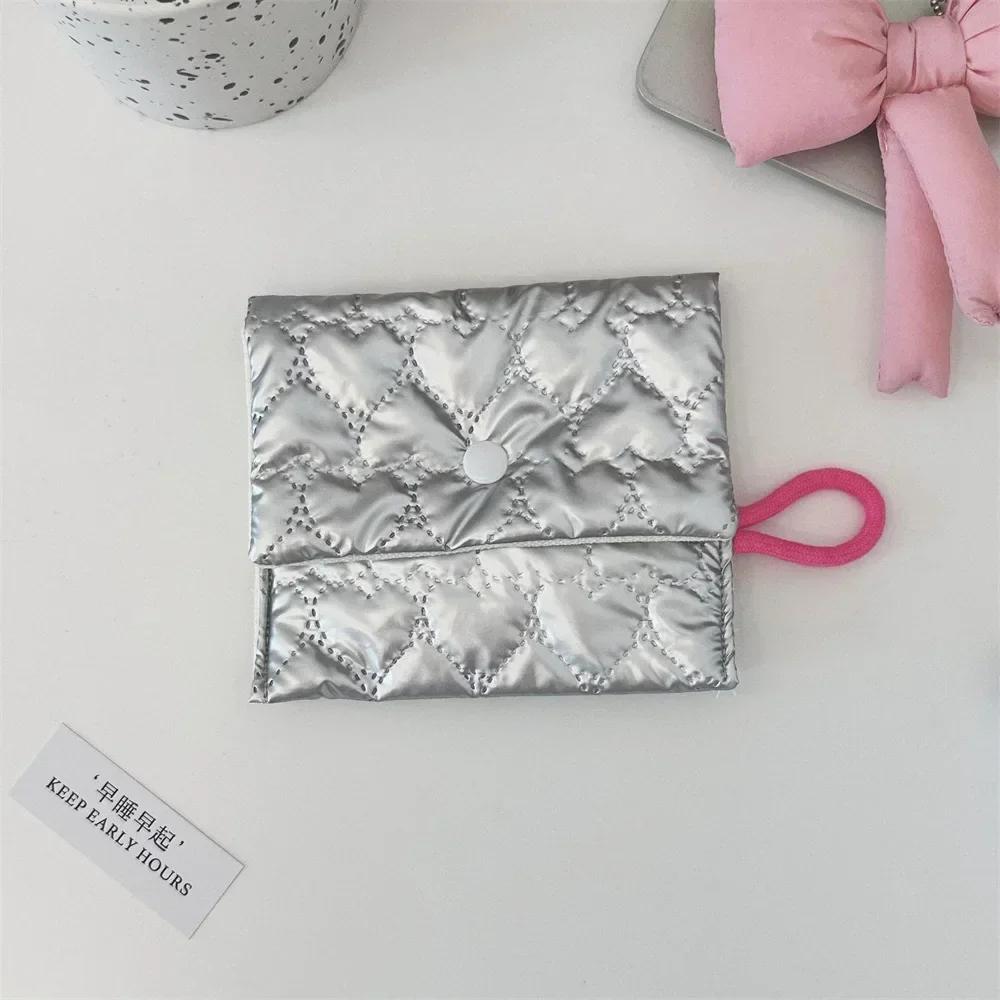 Korean Quilted PU Love Bow Cosmetic Bag Skincare Products Pouch Inner Pocket Multi-function Makeup Lipstick Storage Bag Handbag