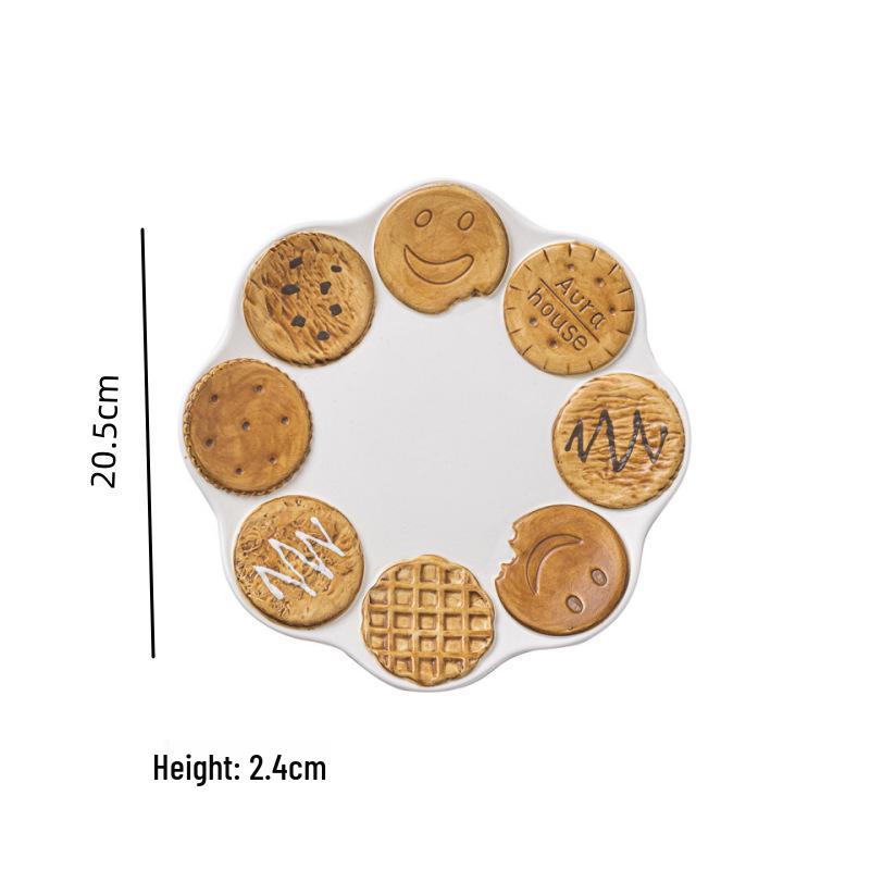 Cute Korean-Style Ceramic Mug & Cookie Series Tableware Set: Coffee Cup, Breakfast & Dinner Plates, Dessert Plate