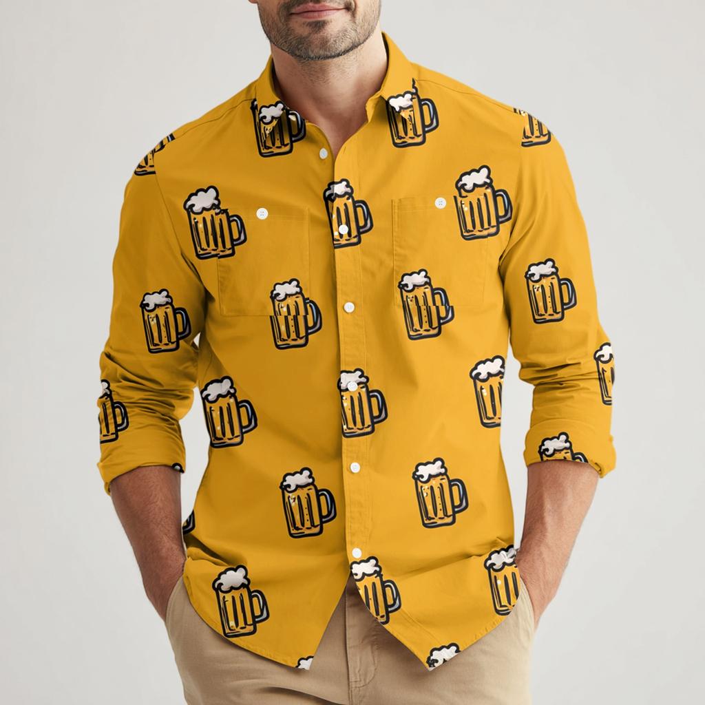 Men's Loose Classic Lapel Multi-pocket Industrial Work Shirt Top