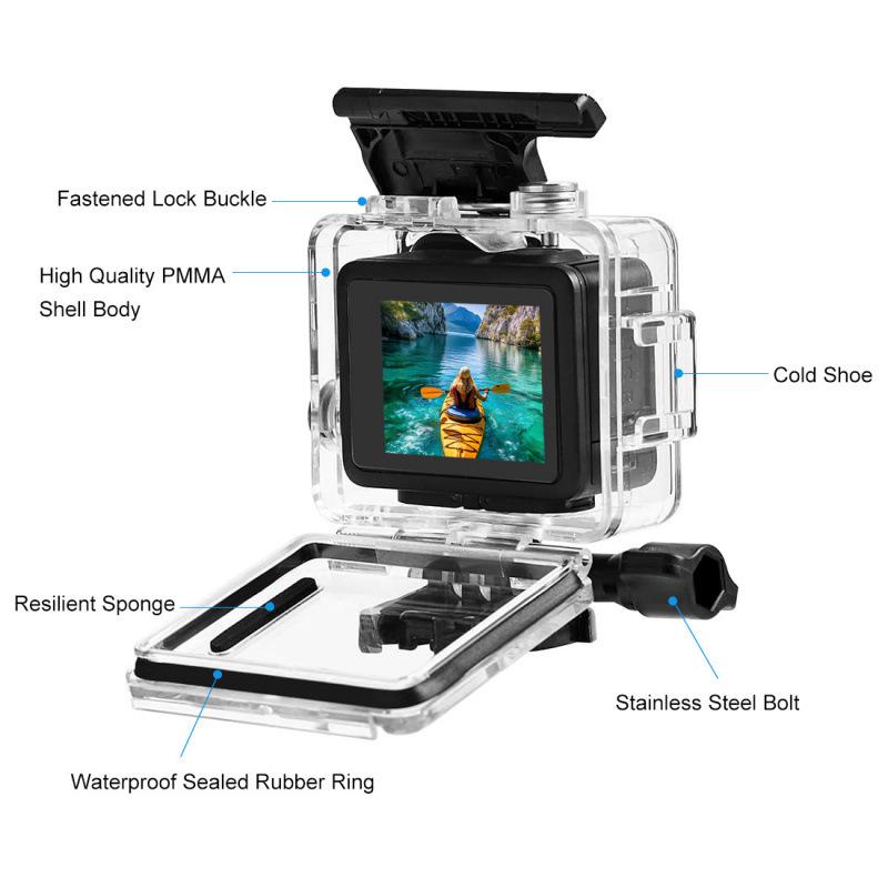 Fat Cow GoPro HERO 4K Sports Camera Waterproof Case - 60M Diving Protection, High Transparency