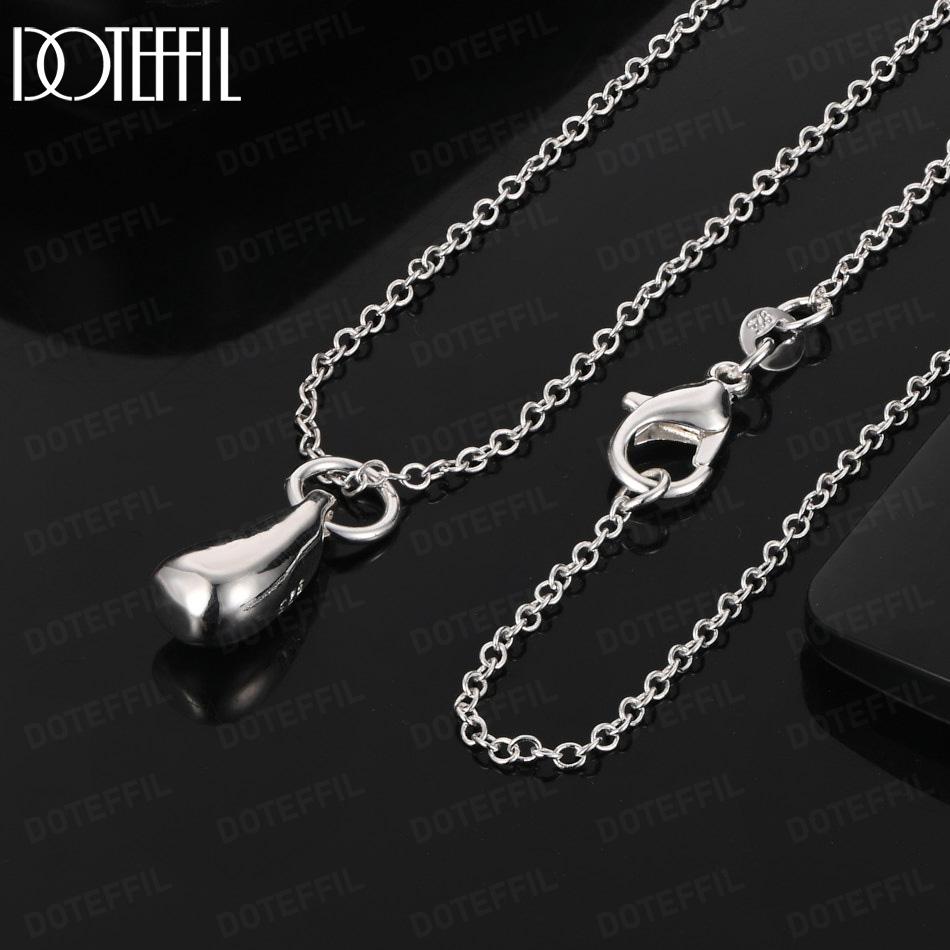 925 Sterling Silver Wedding Jewelry Teardrop Pendant Necklace
