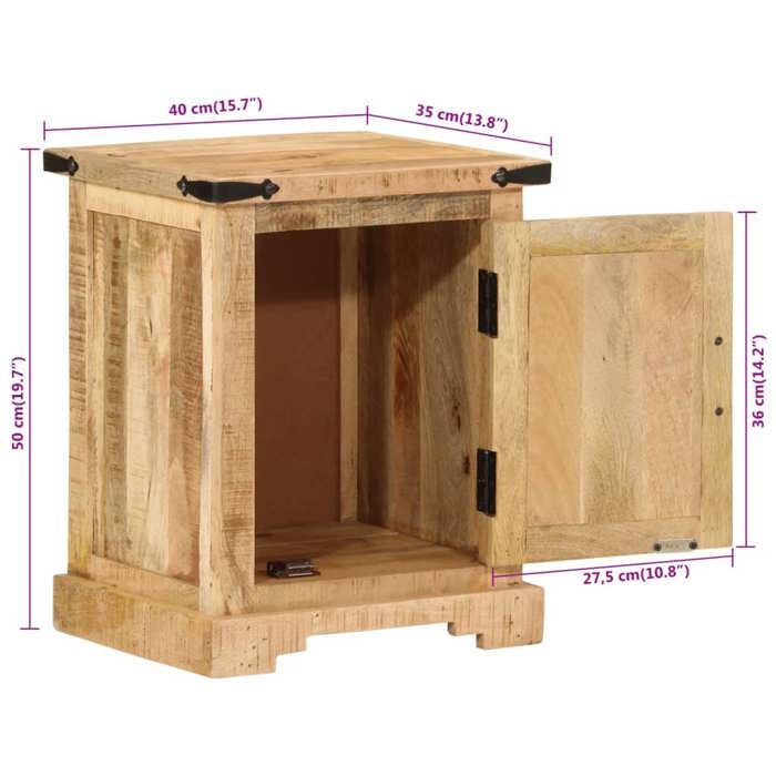 VidaXL Table de chevet 40x35x50 cm bois de manguier massif, armoire, meubles de chambre, support téléphonique, armoire 372717