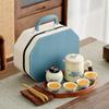 Retro High-end Car-mounted Ru Kiln Kuaike Cup Set Can Be Opened, Tea Set, Portable Leather Bag, Souvenir Company