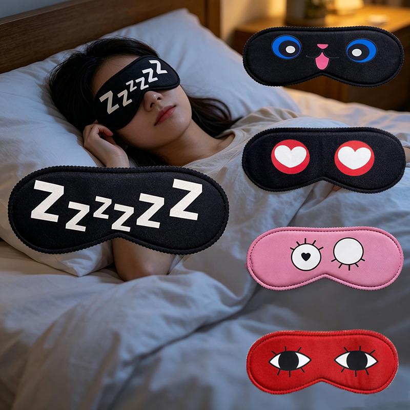 Sleeping Cute Mask Cartoon Pattern Cover Slaapmasker Blockout Eye Comfort Blindfold Concave Light with Women Men Aid Eye Travel