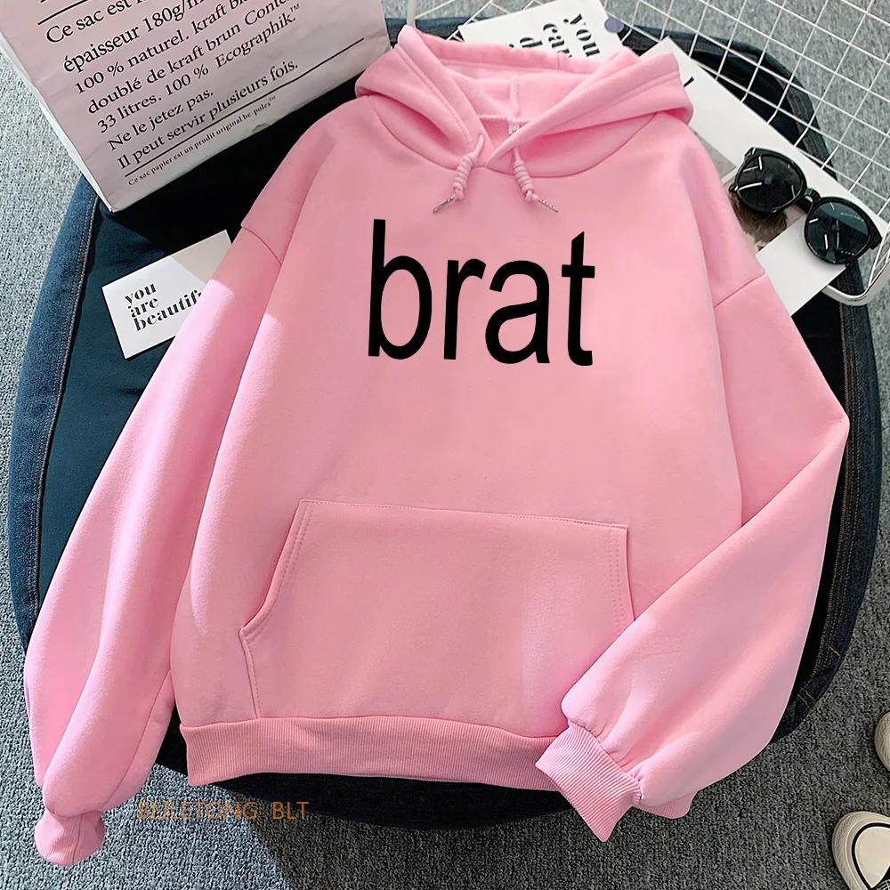Charli XCX Brat Green Hoodies 2024 Album Graphic Printing Sweatshirts Streetwear Roupas Femininas Long Sleeve Women Sudaderas