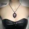 Rose Necklace Black Gothic Vintage Floral Glass Pendant Stylish Dark
