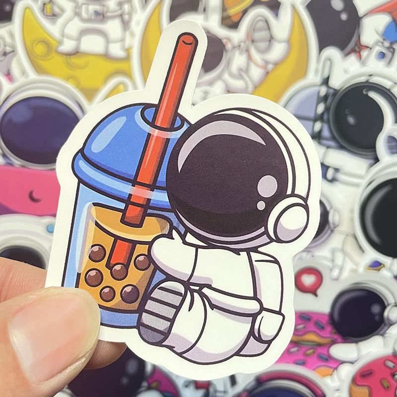 Adorable Astronaut & Planet Stickers for Pencil Cases, Phones, Notebooks, Tablets, and Cups - Waterproof & Cartoon Style