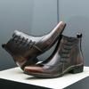 Herren Leder Biker Stiefel Reißverschluss Chelsea Stiefeletten Plateau Sohle Absatz erhöhende Schuhe Mode Freizeit Motorradstiefel für Herren