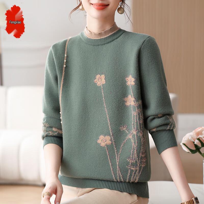 

FENGXIAO Женский трикотажный базовый свитер с круглым вырезом 3XL