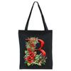 26 English letters A-Z floral print student canvas bag fashion portable shopping bag shoulder bag