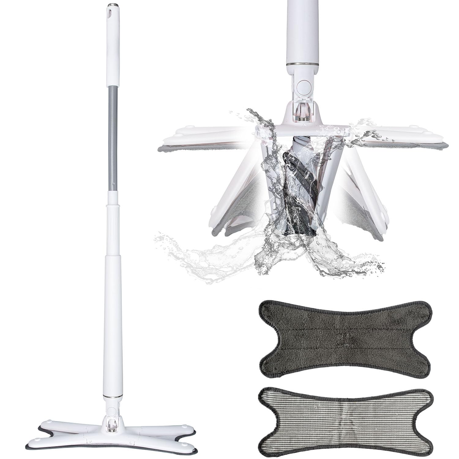 

BWS Wipe 2 Types of Mops and Wet Floor Entrance Exterior Screen Flow Magic Mop, Cleaning, Squeezeable, (Indoor Outdoor), Extendable, Wipe, Cleaning, белый