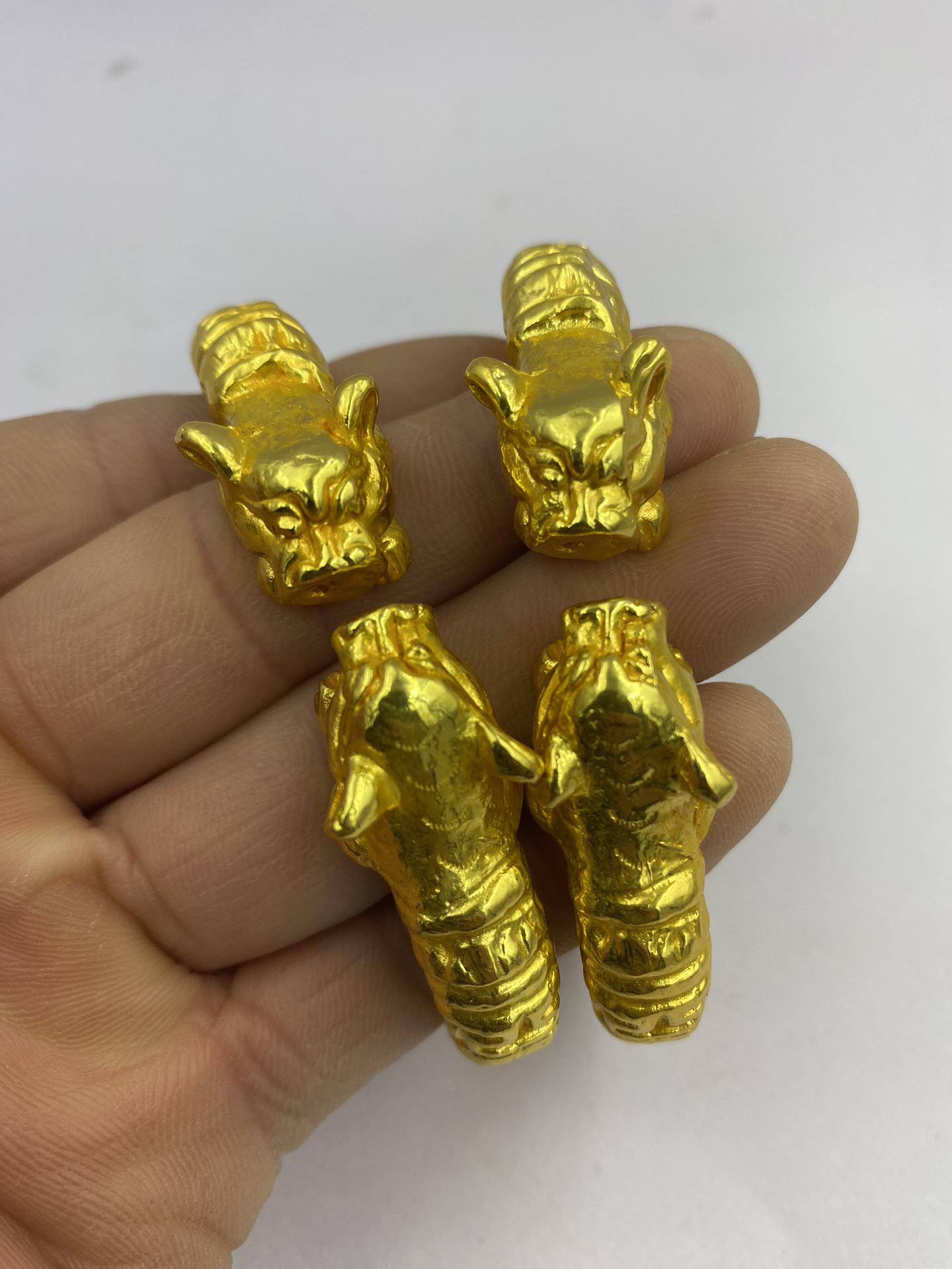 

Antique Gilded Brass Double Dragon Head Bracelet – Vintage Open Bangle Jewelry Collection