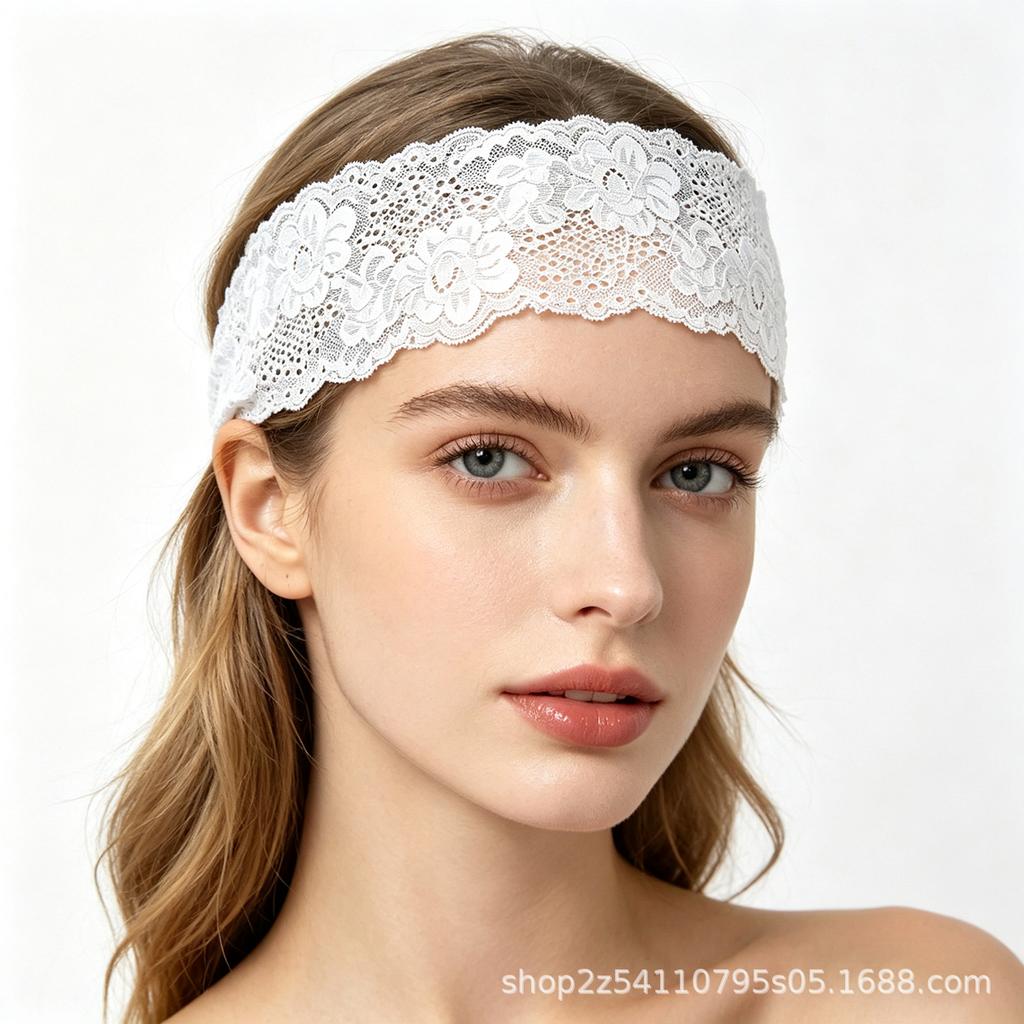 Multi-color floral textured lace elastic single-layer breathable headband for wedding and party hair accessories