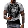 Men's Summer Breathable 3D T-shirt Jesus Christ Cross Print Crew Neck Short-Sleeve Fashion Trendy Faith-Based Daily Top