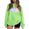 Women's Color Neck Long Sleeve Loose Fit Sweatshirt with Halloween Print