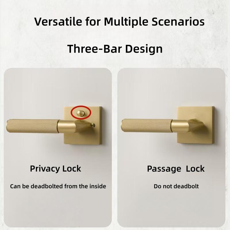 Modern Entry Door Lock Handle Set Zinc Alloy Room Interior Knurled Door Lock Levers Matte Black Bedroom Door Handle