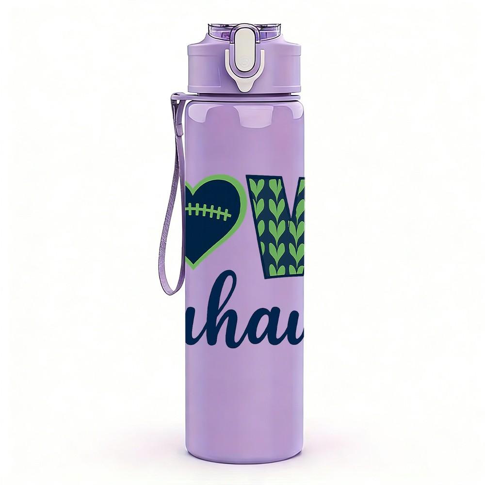 1PC Love Seahawks Football Logo 750ml Color Plastic Sports Water Bottle Leakproof Flip Straw Lid Suitable for Sports Office Home Use