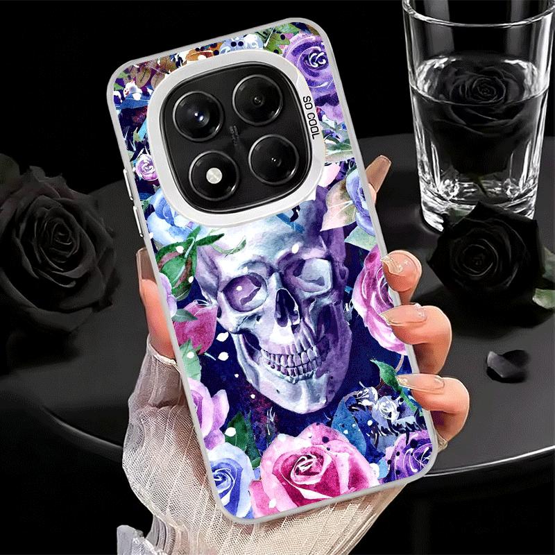 Floral Skull Flower Skeleton Shockproof Phone Case for Xiaomi Redmi Note 15 14 13 12 Pro Plus 11 11S 11T 5G Cover Anti Fall Fund