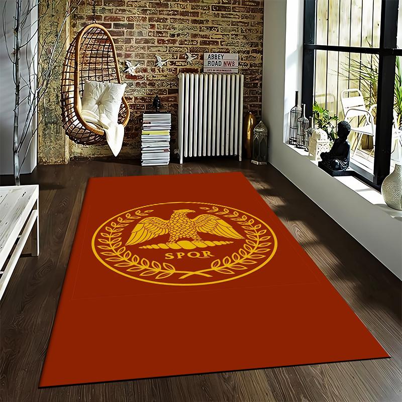 Roman Eagle SPQR Carpet Design in Red and Gold, Historical Style Suitable for use as an anti-slip for living room bedroom sofas