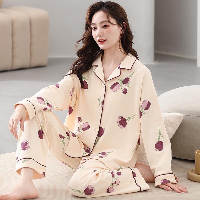 

Женский мультяшный хлопковый пижамный комплект - Лонгслив и брюки, Свободного кроя, Можно носить дома или на улице, Коллекция осень/зима 2025. XL (recommended 120-140 jin)