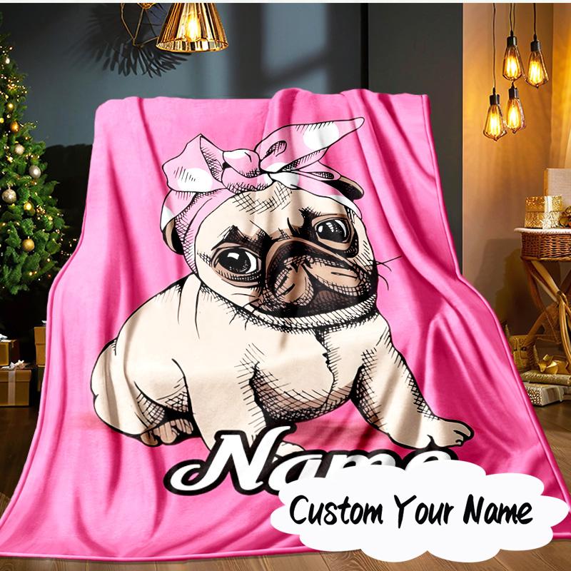 Custom Name Vintage Dog Portrait Art Blanket Ideal Bedding Blanket Perfect for Travel, Camping, Living Rooms, Offices, Sofas, Fan Christmas gift