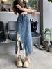 Plus Size High Waist Ripped Denim Midi Skirt - Summer Slimming A-line with Irregular Slit