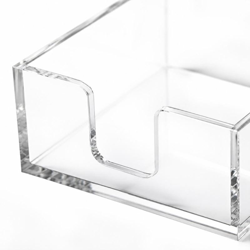 Clear Acrylic Table Napkin Holder for Standard Square Napkins with Visible Storage and Easy Front Access Cutout