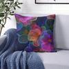 Neon Floral square Jacquard Pillow Cover for Sofa Office Waist Cushion Cover Home Decorative Pillowcase
