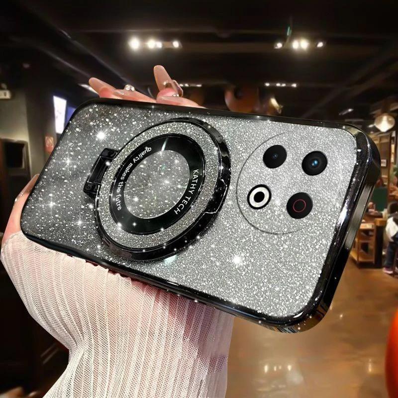 

Роскошный чехол с блестками и подставкой для Tecno Spark 30 4G 30 pro 30c Чехол-подставка для Tecno Camon 30S Pro 30s 4G Tecno Spark 30 Pro4G чёрный