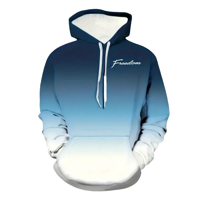 

Толстовки з літерним принтом для чоловіків осінь-зима 3D-цифровий друк градієнтного кольору. Чоловічі повсякденні пуловери з капюшоном 4XL синій