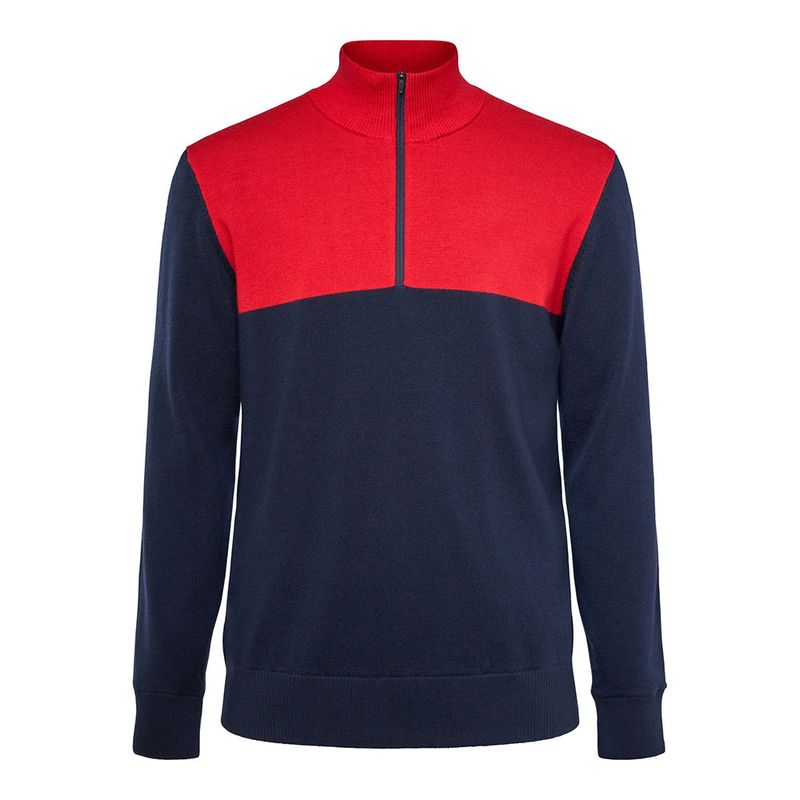 

Fancy Sports Clothing Trendy Men s Knitwear Half Turtleneck Zipper Sweater Luxury Plaid Golf Pullover Red M