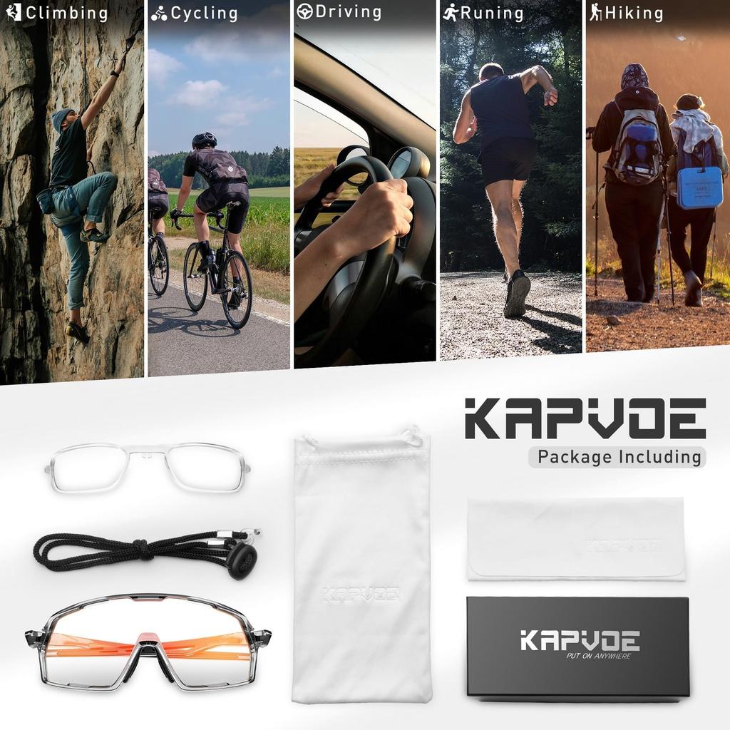 KAPVOE Polarized Sports Ultra Lightweight TR90 Blocks Over of UV400 UV Impact for Men and Mountain Trekking Photochromic Sunglasses, Frame, 99% Rays,