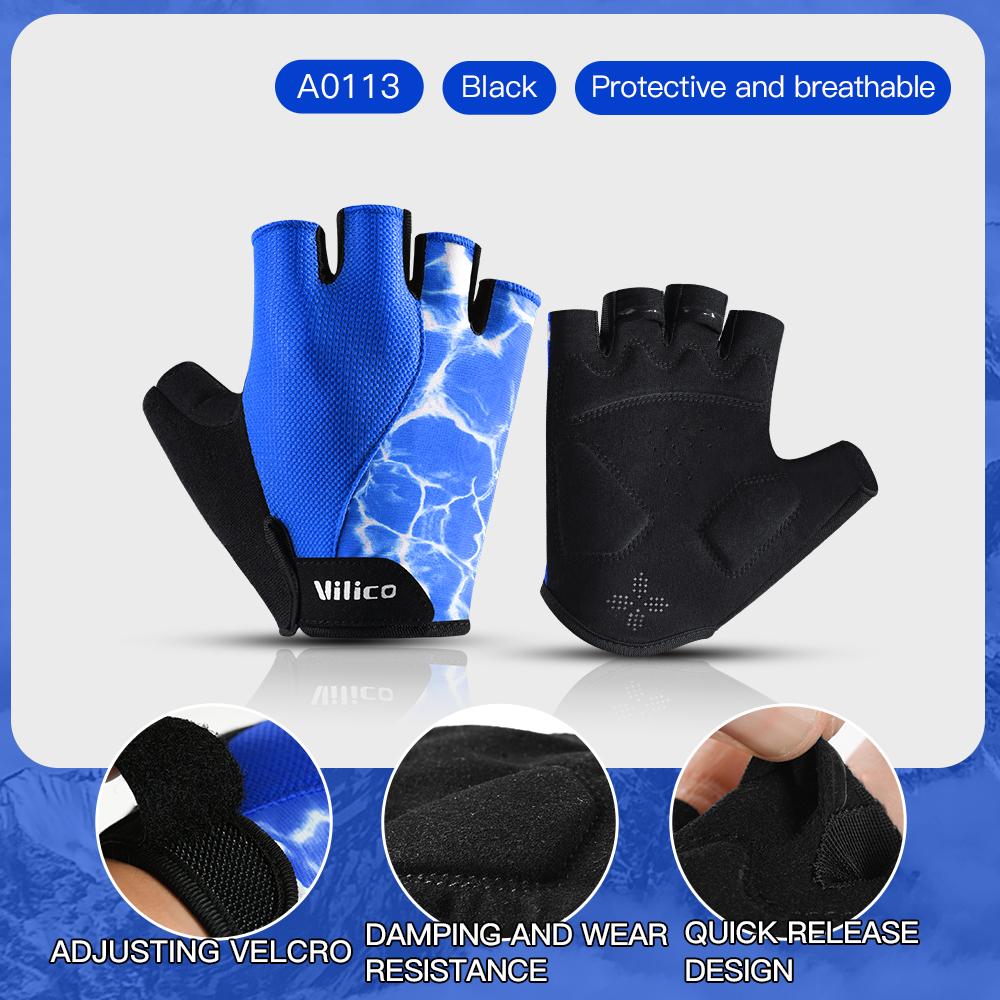 Gloves Breathable Short Finger Cycling Gloves, Thickened Palm Pad, Shock-Absorbing And Anti Slip Outdoor Sports Gloves