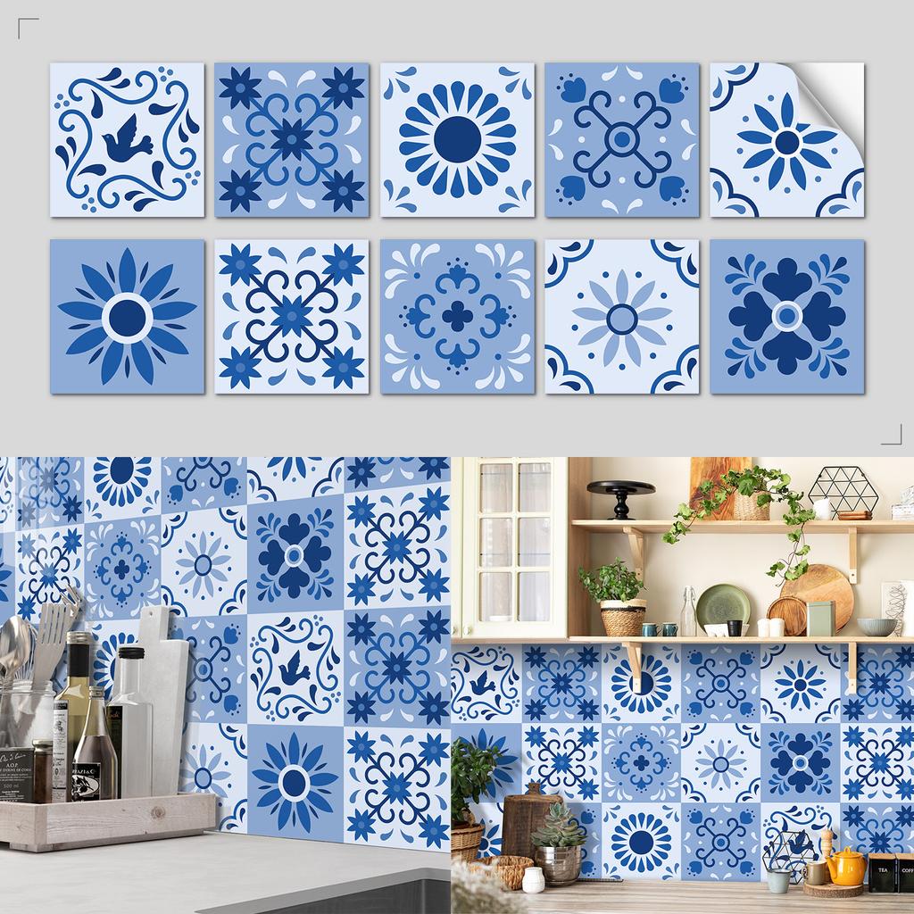 Nordic Tile Art Wall Sticker Kitchen Bathroom Waterproof And Oil-Proof Wallpaper Self-Adhesive Crystal Film Tile Sticker