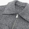 \Women Fashion with Pockets Grey Front Zipper Jackets Vintage Lapel Neck Long Sleeves Female Chic Lady Outfits