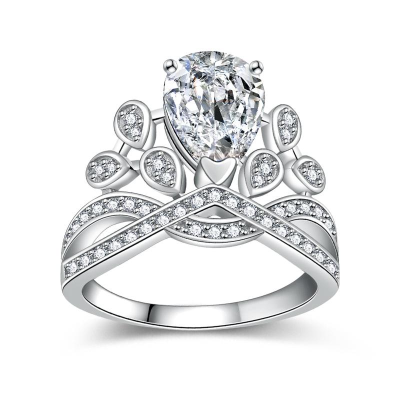 Lindon Classic Copper Alloy Zircon Ring Ladies Jewelry Wedding Promise Party Gift