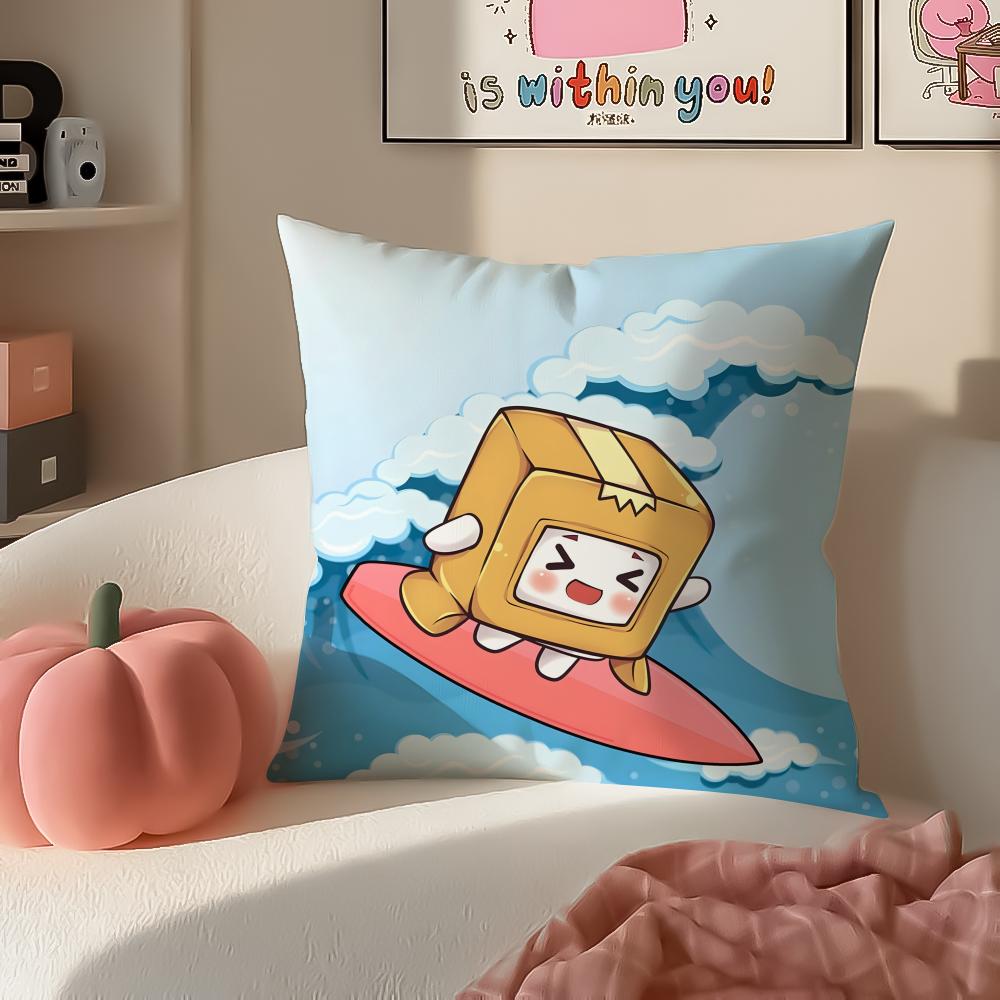 Cartoon LLankyboxesES Cushion Cover Pillowcase Short Plush Invisible Zipper Room Sofa Cushion Cover