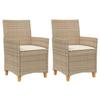VidaXL Set of 2 Garden Chairs with Cushions, Seats with Armrests, Patio Terrace Armchairs, Modern, Beige Resin 368719