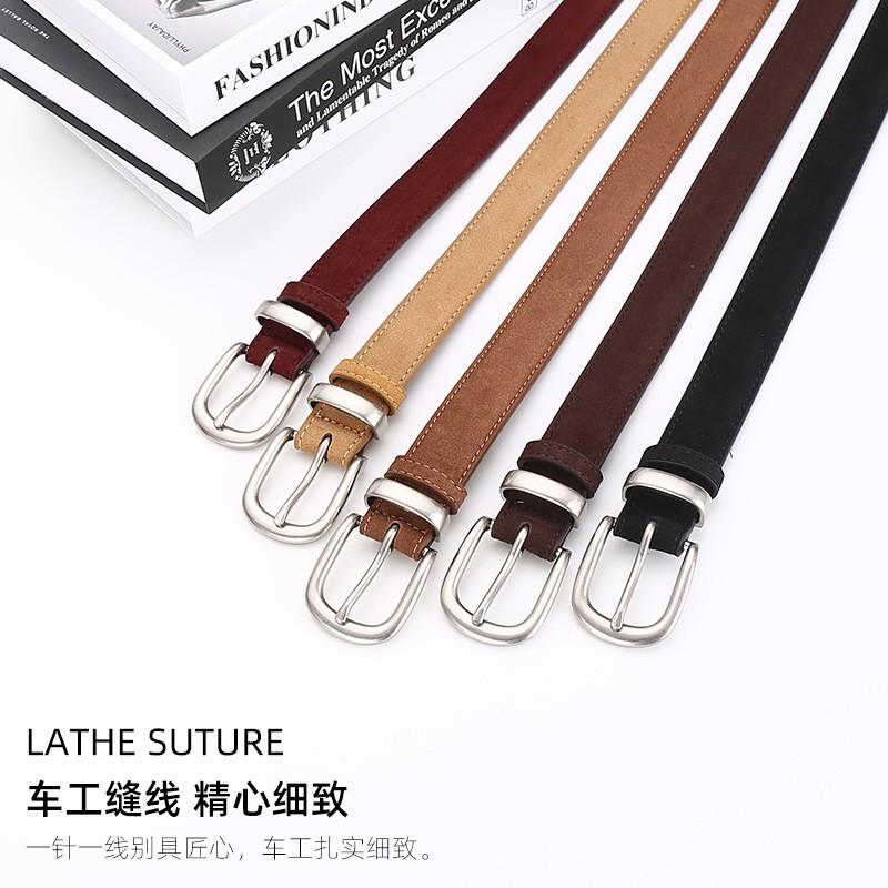 Womens Genuine Leather Belt With Zinc Alloy Pin Buckle 2.8cm Wide Vintage Style Jeans Skirts Casual Outfits