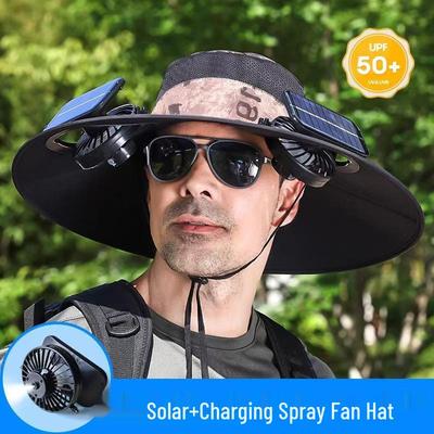 Solar-Powered Rechargeable Dual-Fan Fishing Hat for Sun Protection