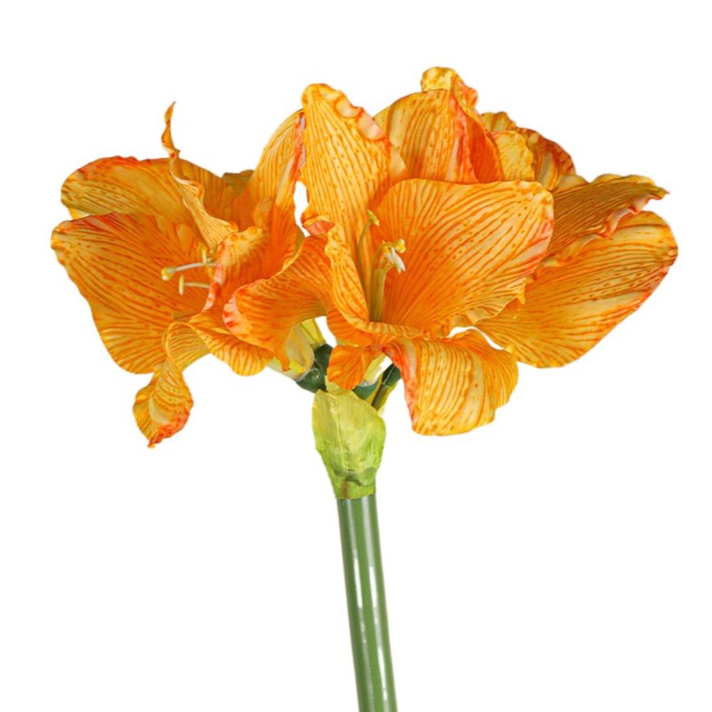 4 Heads Artificial Clivia Flowers Branch Real Touch Fake Flower  Outdoor Garden Decor