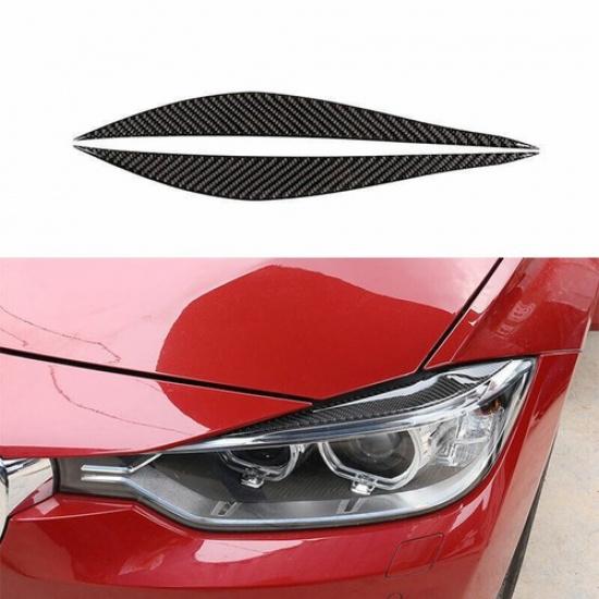 For BMW 3 Series M3 13-19 Real Carbon Fiber Front Headlight Lamp Strip Trim