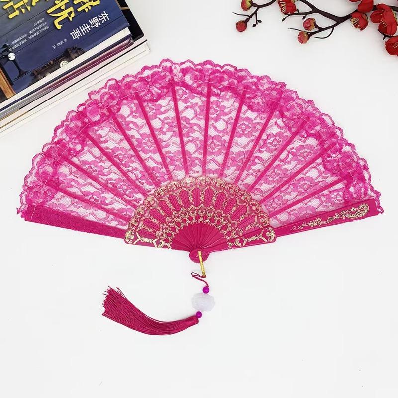 Sex underwear retro lace women's fan summer orchid fan dance performance photography photo props folding fan